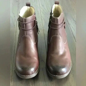 NWOT Spenco Durango Leather Ankle Boots, zip side, French Roast Brown - Size 7.5